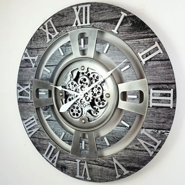 ENGLAND LINE WALL CLOCK ROUND 24 INCH CARBON GREY