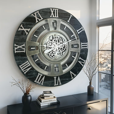 ENGLAND LINE WALL CLOCK ROUND 36 INCH VINTAGE BLACK