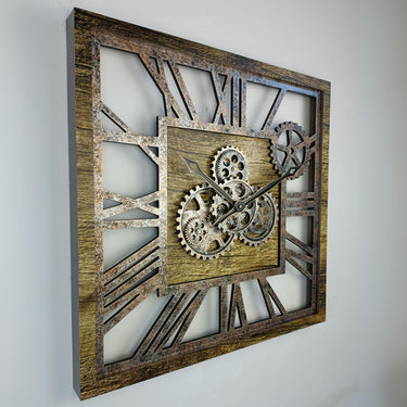 AMERICA LINE WALL CLOCK SQUARE 24 INCH GOLD ANTIQUE