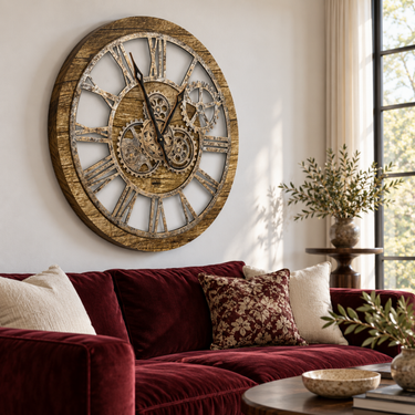 AMERICA LINE WALL CLOCK ROUND 24 INCH GOLD ANTIQUE