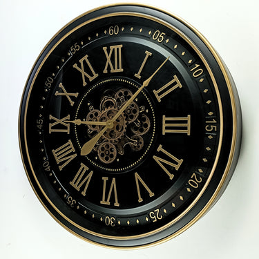 IRELAND LINE WALL CLOCK ROUND 32 INCH "GALWAY" BLACK-ANTIQUE