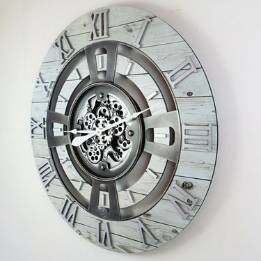 ENGLAND LINE WALL CLOCK ROUND 36 INCH WHITE FARMHOUSE