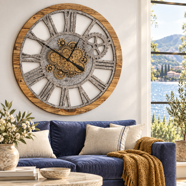 AMERICA LINE WALL CLOCK ROUND 36 INCH WOOD & STONE
