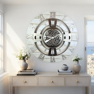 ENGLAND LINE WALL CLOCK ROUND 24 INCH DESERT BEIGE