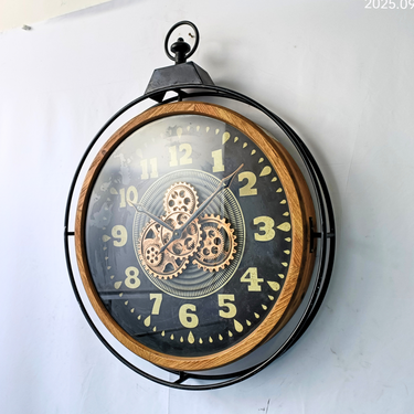 FINLAND LINE WALL CLOCK ROUND 28 INCH "HELSINKI" WOOD-BLACK