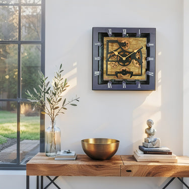 CANADA LINE DESK CLOCK SQUARE (HYBRID WALL) 10 INCH GOLD ANTIQUE