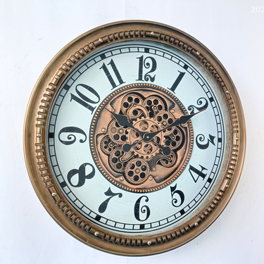 MONACO LINE WALL CLOCK ROUND 26 INCH "LA CONDAMINE" BRASS-WHITE