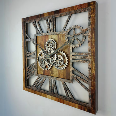 AMERICA LINE WALL CLOCK SQUARE 24 INCH VINTAGE BROWN