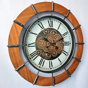 AUSTRIA LINE WALL CLOCK ROUND 36 INCH "SALZBURG" BROWN-WHITE