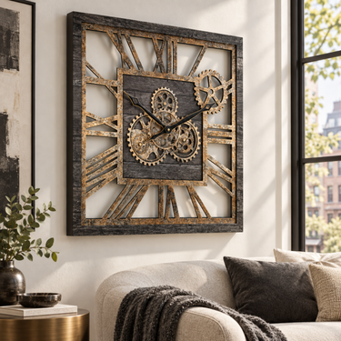 AMERICA LINE WALL CLOCK SQUARE 24 INCH CARBON GREY