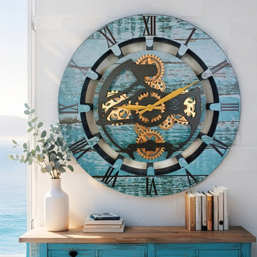 CANADA LINE WALL CLOCK ROUND 24 INCH AQUA GREEN