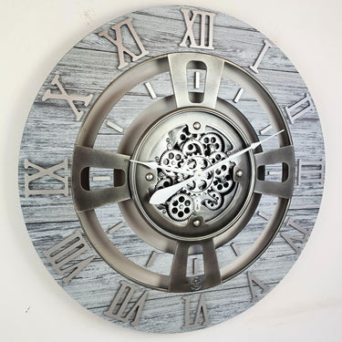 ENGLAND LINE WALL CLOCK ROUND 36 INCH SILVER GREY