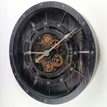 FRANCE LINE WALL CLOCK ROUND 32 INCH VINTAGE BLACK