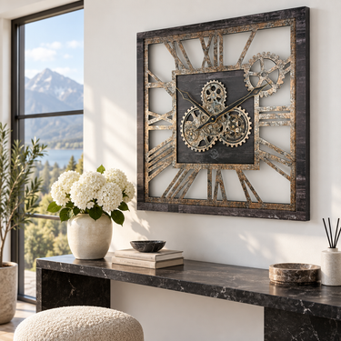 AMERICA LINE WALL CLOCK SQUARE 24 INCH VINTAGE BLACK