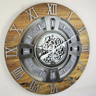 ENGLAND LINE WALL CLOCK ROUND 36 INCH WOOD & STONE