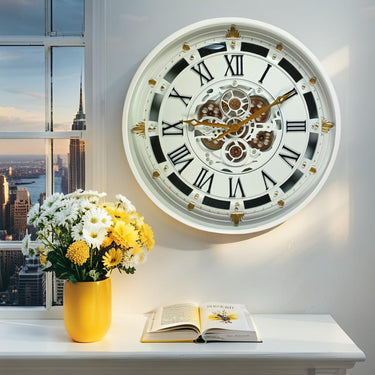 BELGIUM LINE WALL CLOCK ROUND 26 INCH WHITE