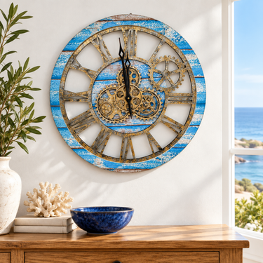 AMERICA LINE WALL CLOCK ROUND 24 INCH OCEAN BLUE