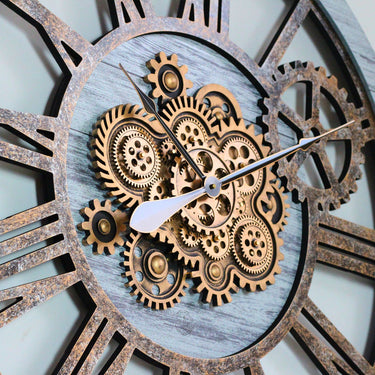 HORLOGE MURALE AVEC VRAIS ENGRENAGES MOBILES 36 POUCES BEIGE DU DESERT