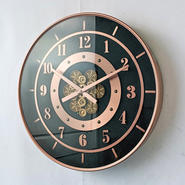 SWEDEN LINE WALL CLOCK ROUND 24 INCH "GOTHEMBURG" LEATHER BLACK-PINK
