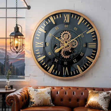 FINLAND LINE WALL CLOCK ROUND 32 INCH "TAMPERE" BROWN-BLACK