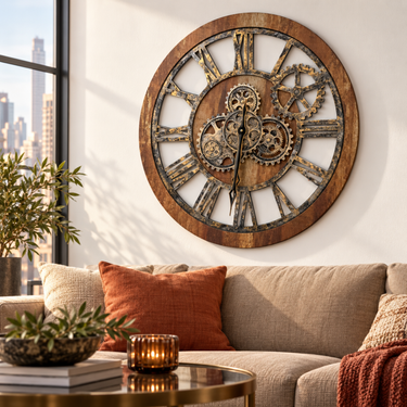 AMERICA LINE WALL CLOCK ROUND 24 INCH VINTAGE BROWN
