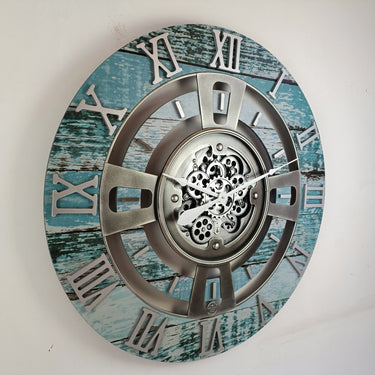 ENGLAND LINE WALL CLOCK ROUND 36 INCH AQUA GREEN