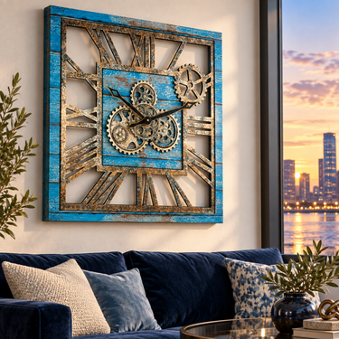 AMERICA LINE WALL CLOCK SQUARE 24 INCH OCEAN BLUE