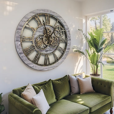 AMERICA LINE WALL CLOCK ROUND 24 INCH SILVER GREY