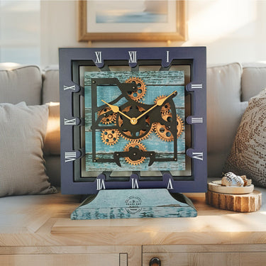 CANADA LINE DESK CLOCK SQUARE (HYBRID WALL) 10 INCH AQUA GREEN