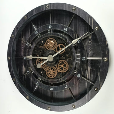 FRANCE LINE WALL CLOCK ROUND 32 INCH VINTAGE BLACK