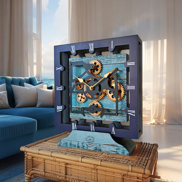 CANADA LINE DESK CLOCK SQUARE (HYBRID WALL) 10 INCH AQUA GREEN