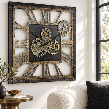 AMERICA LINE WALL CLOCK SQUARE 24 INCH VINTAGE BLACK