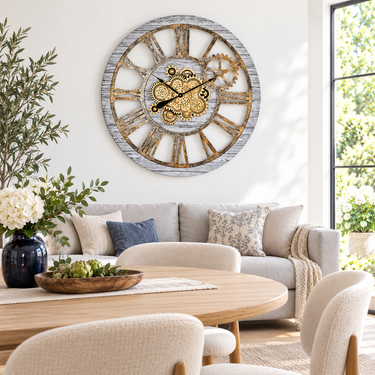 AMERICA LINE WALL CLOCK ROUND 36 INCH SILVER GREY