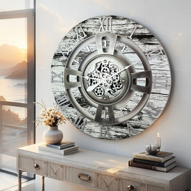 ENGLAND LINE WALL CLOCK ROUND 24 INCH GREY & WHITE