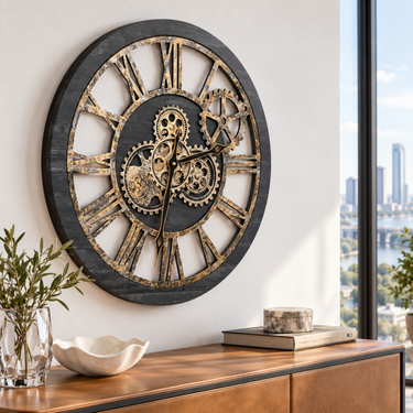 AMERICA LINE WALL CLOCK ROUND 24 INCH VINTAGE BLACK