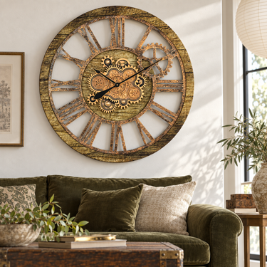 AMERICA LINE WALL CLOCK ROUND 36 INCH GOLD ANTIQUE