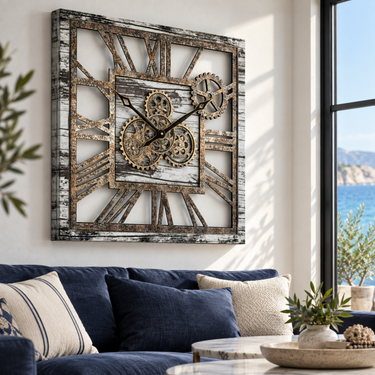 AMERICA LINE WALL CLOCK SQUARE 24 INCH GREY AND WHITE