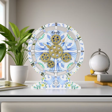 HORLOGE DE BUREAU/MURALE CONVERTIBLE AVEC VRAIS ENGRENAGES MOBILES 10 POUCES VERT AQUA