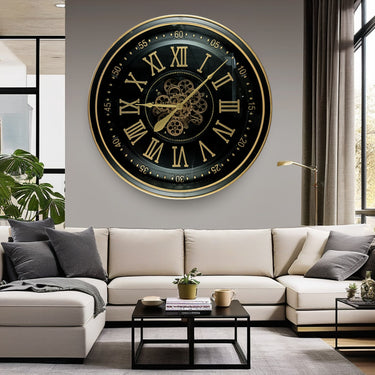 IRELAND LINE WALL CLOCK ROUND 32 INCH "GALWAY" BLACK-ANTIQUE