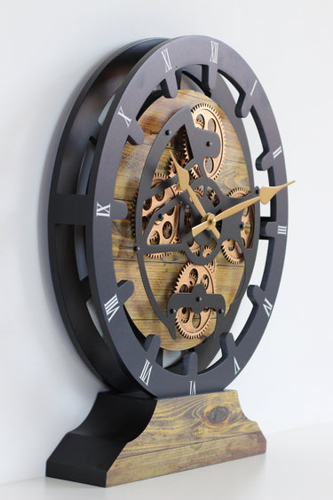 HORLOGE DE BUREAU/MURALE CONVERTIBLE AVEC VRAIS ENGRENAGES MOBILES 10 POUCES VERT AQUA