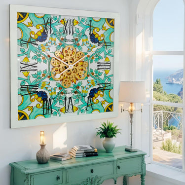 HORLOGE DE BUREAU/MURALE CONVERTIBLE AVEC VRAIS ENGRENAGES MOBILES 10 POUCES VERT AQUA