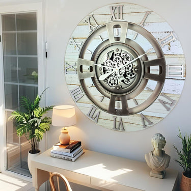 ENGLAND LINE WALL CLOCK ROUND 24 INCH DESERT BEIGE