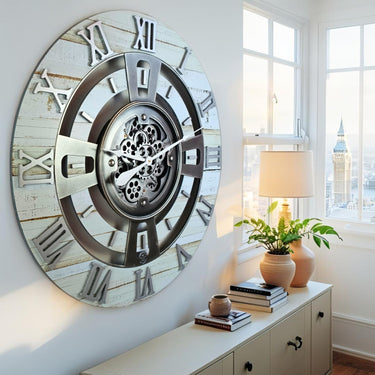 ENGLAND LINE WALL CLOCK ROUND 36 INCH DESERT BEIGE