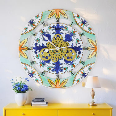 HORLOGE DE BUREAU/MURALE CONVERTIBLE AVEC VRAIS ENGRENAGES MOBILES 10 POUCES VERT AQUA