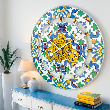 HORLOGE DE BUREAU/MURALE CONVERTIBLE AVEC VRAIS ENGRENAGES MOBILES 10 POUCES VERT AQUA