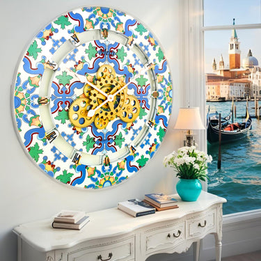 HORLOGE DE BUREAU/MURALE CONVERTIBLE AVEC VRAIS ENGRENAGES MOBILES 10 POUCES VERT AQUA