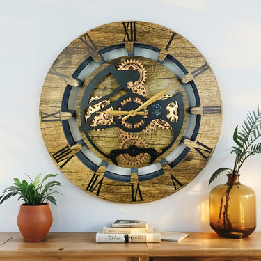 CANADA LINE WALL CLOCK ROUND 24 INCH GOLD ANTIQUE