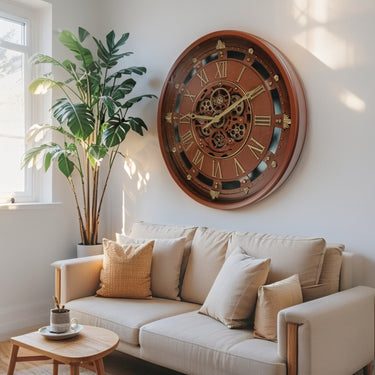 BELGIUM LINE WALL CLOCK ROUND 26 INCH BROWN