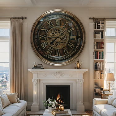 IRELAND LINE WALL CLOCK ROUND 32 INCH "DUBLIN" BRONZE-ANTIQUE