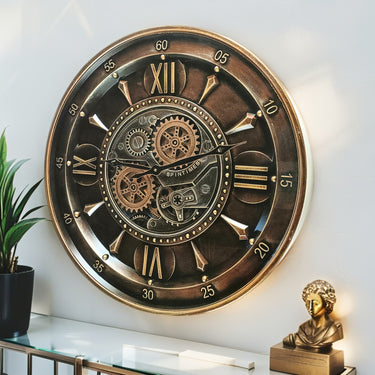 IRELAND LINE WALL CLOCK ROUND 24 INCH "WATERFORD" DARK-BRONZE